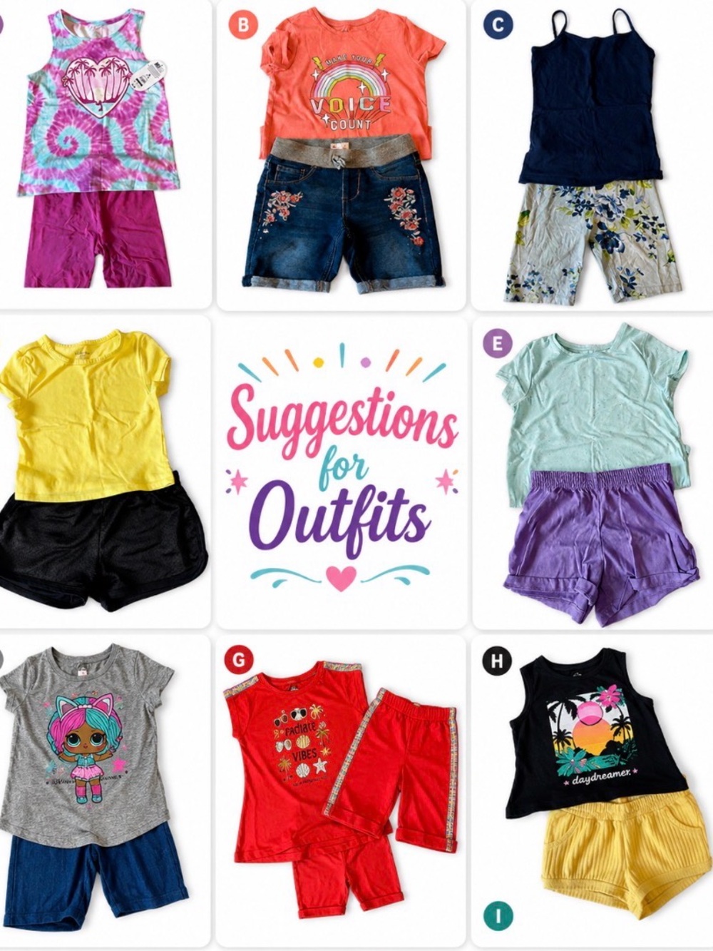 Huge Lot of Assorted Girls Summer Tops, Shorts, Bathing Suits, Tanks in Sz 7/8